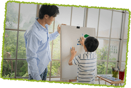 teacher teaching student to paint