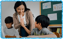 teacher and kid high fiving